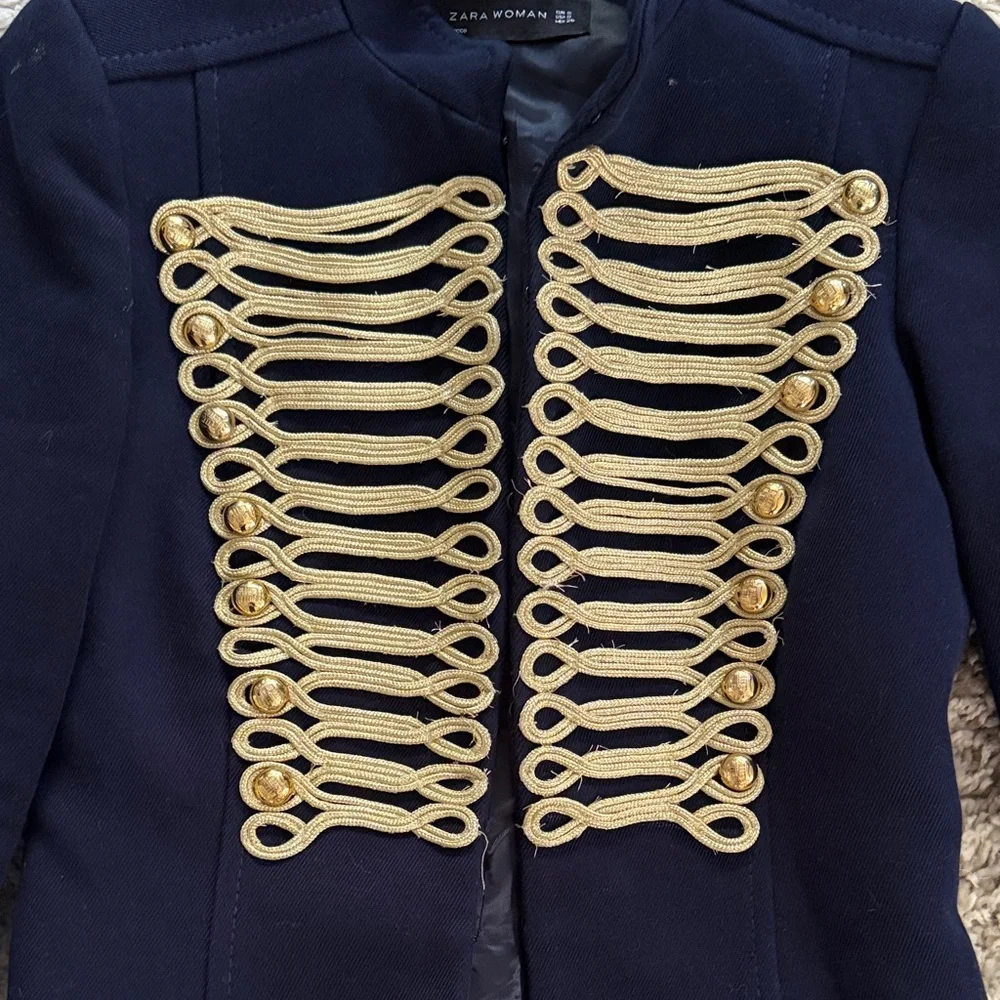 Zara Navy and Gold Military Jacket - Picture 3 of 3